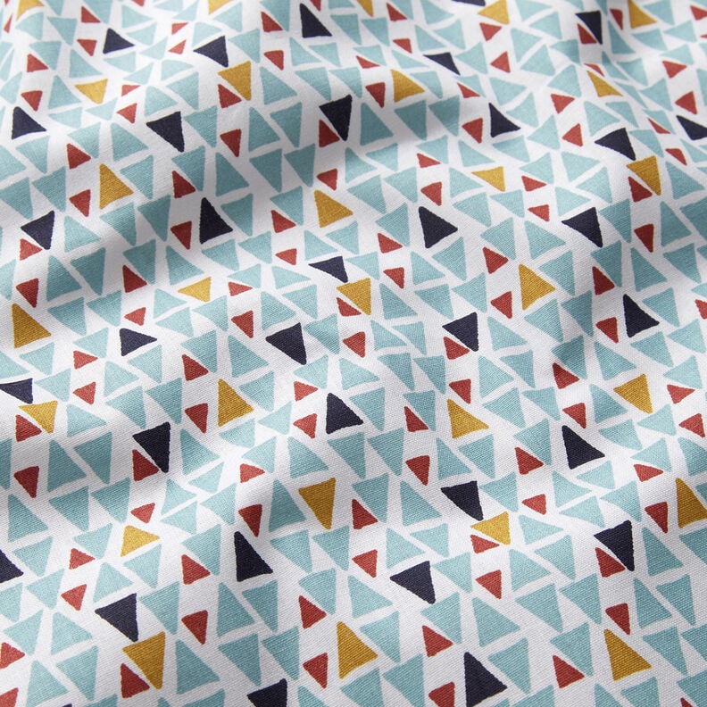 Katoenen stof Cretonne Mini-driehoekjes – aquablauw/wit,  image number 2