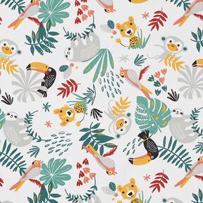 Katoenen stof Cretonne Jungle – wit, 