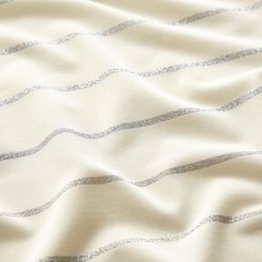 Jersey brede glitterstrepen – wit/zilver metallic, 
