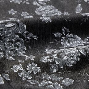 Chambray Kleine rozen – zwart/wit, 