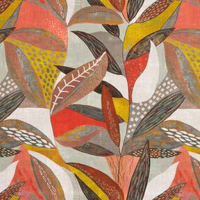 Decostof Half panama Tropische bladeren – mosterd/terracotta, 