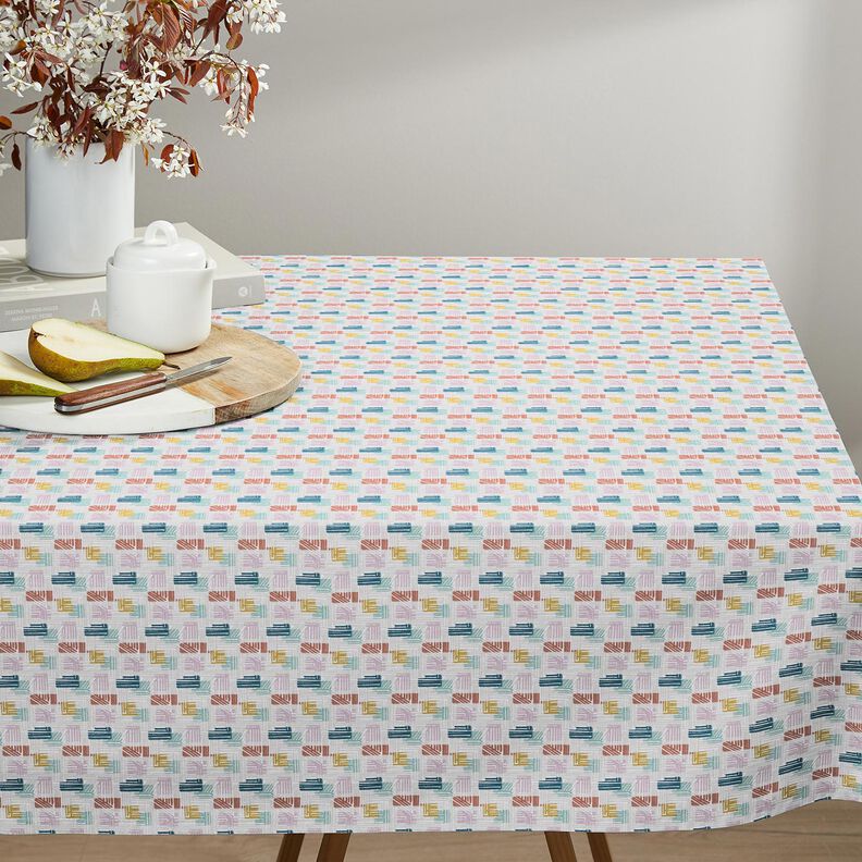 Katoenen stof Cretonne gearceerde vormen – zilvergrijs/pastelviolet,  image number 8