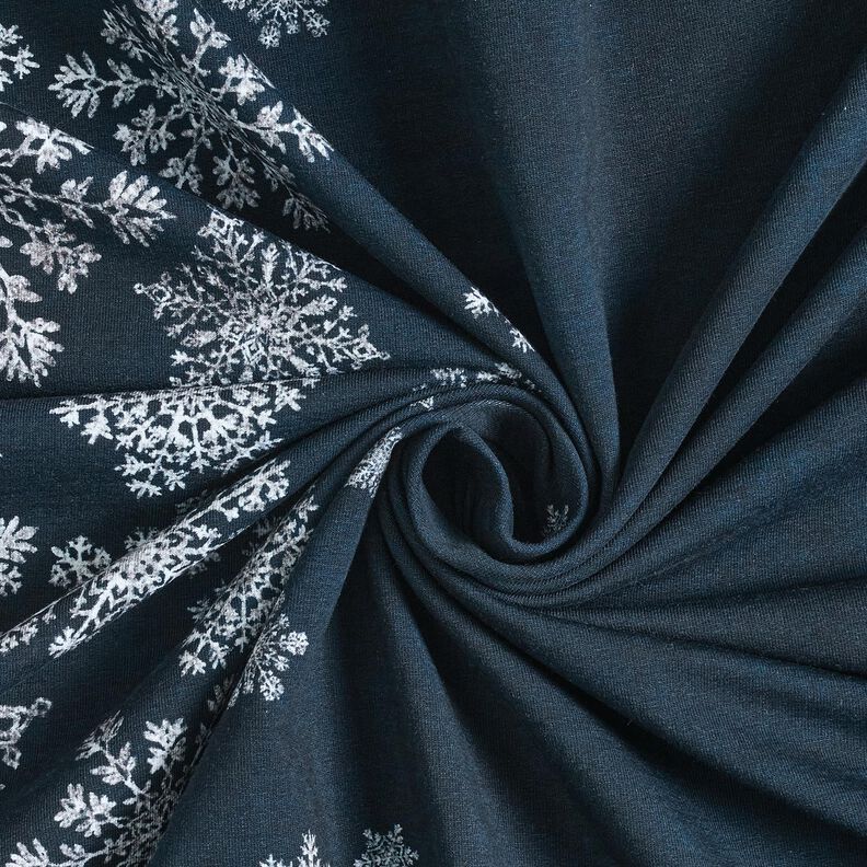 French Terry sommersweat IJsbloemen Borduurstof | Glitzerpüppi – nachtblauw/wit, image number 3