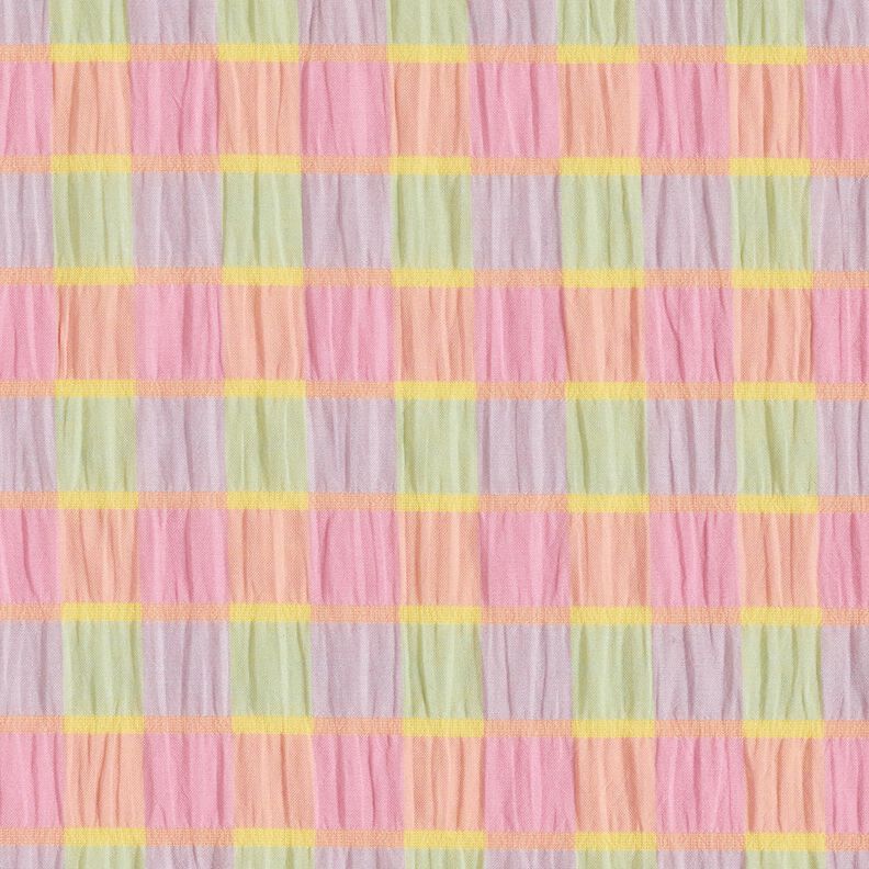 Seersucker kleurrijke ruiten – lichtroze/citroengeel,  image number 1