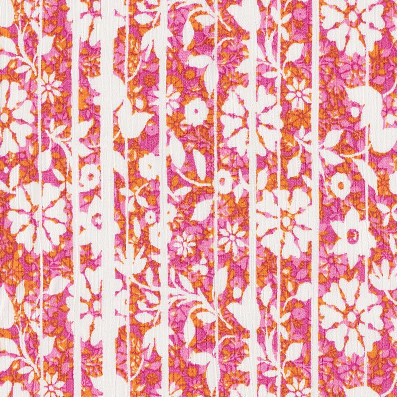 Viscosecrêpe bloemen en takken – oranje/pink,  image number 1