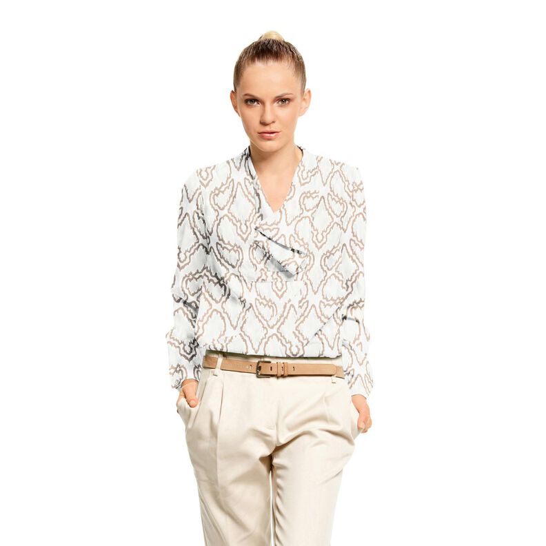 Katoenen stoffen slangenlijnen – beige/donkerbeige,  image number 7