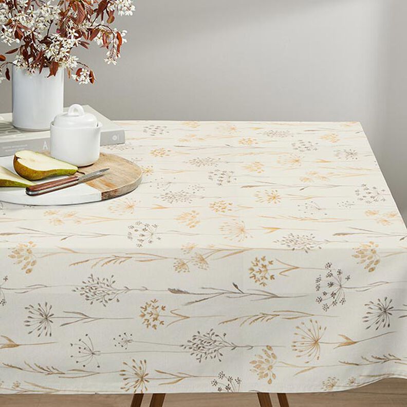 Decostof Half panama Gedroogde bloemen – lichtbeige,  image number 8
