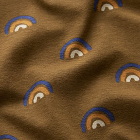 Katoenjersey kleine regenbogen  – middelbruin | Stofrestant 80cm, 