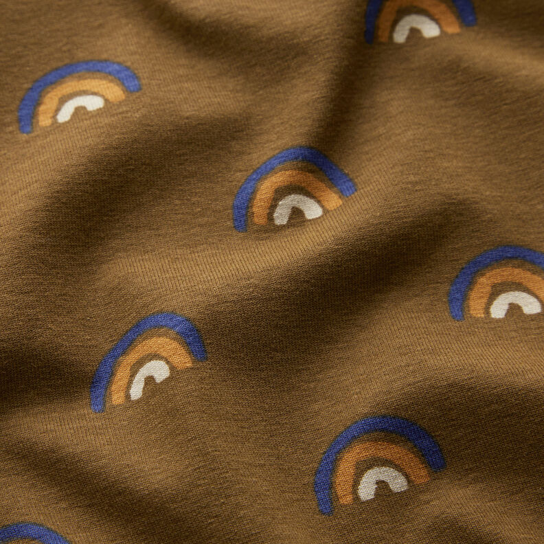 Katoenjersey kleine regenbogen  – middelbruin | Stofrestant 80cm,  image number 2