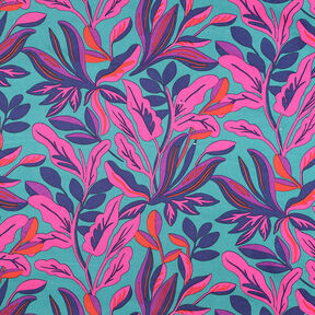 Katoensatijn Lush Leaves | Nerida Hansen – turkoois/purper, 