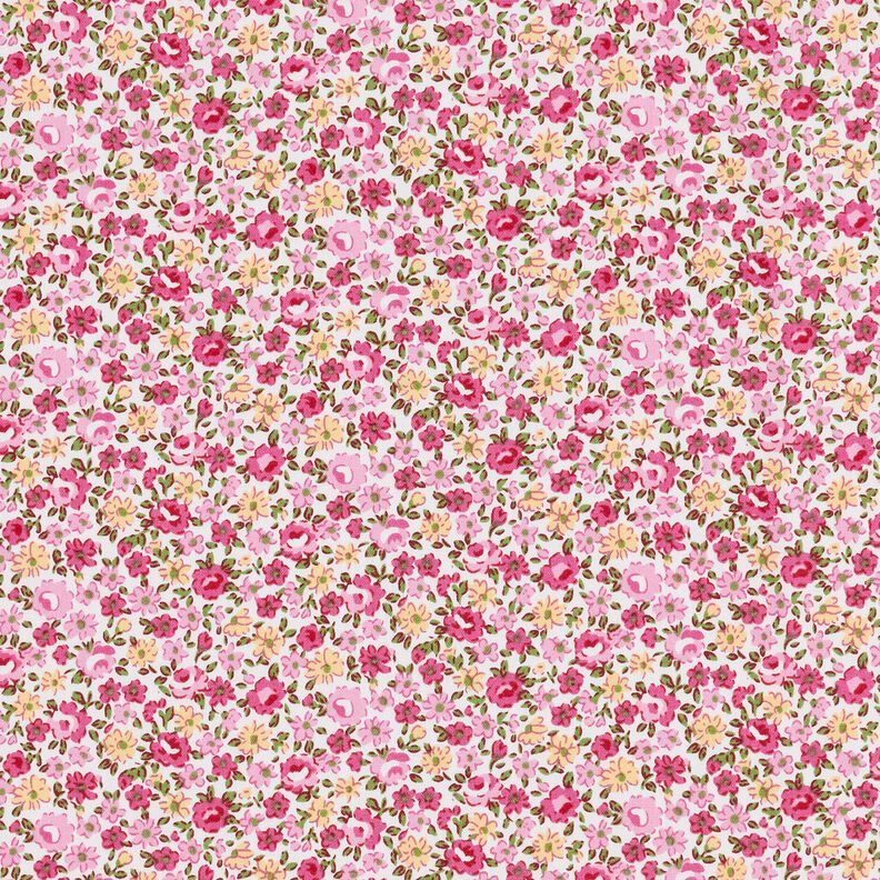 Katoenpopeline Millefleurs – wit/roze,  image number 1