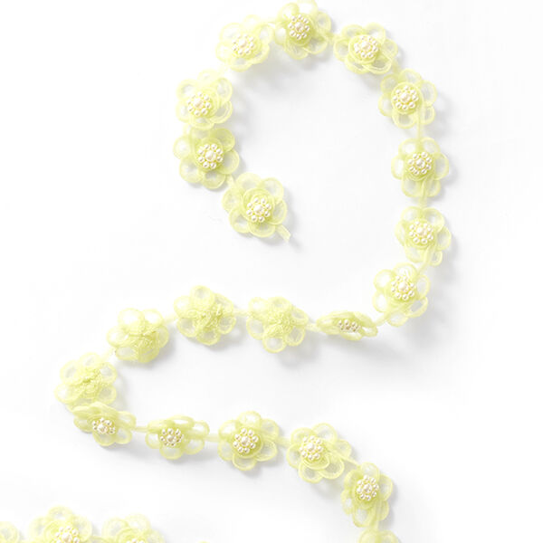 Organza band bloemen [25 mm] – pastelgroen,  image number 1