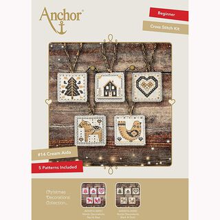 Borduurset Scandinavische kerstboomhangers - zwart/goud, 