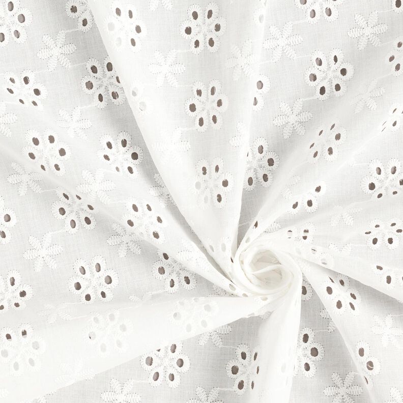 Katoenen stof los borduursel bloemen – wit,  image number 3