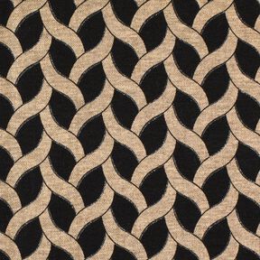 Viscosejersey Glitter kabelpatroon – zwart/perzik, 
