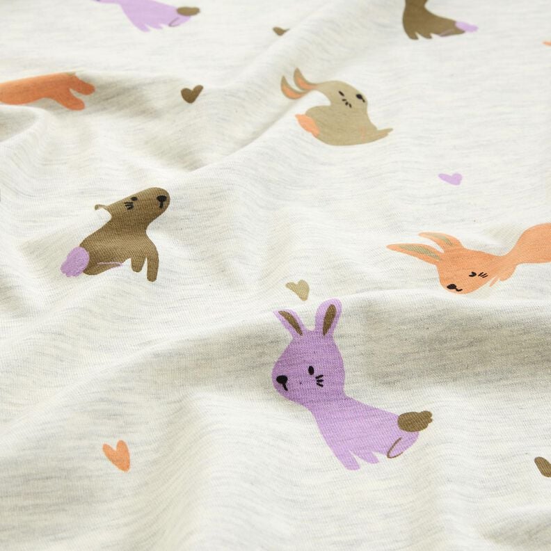 Katoenjersey Konijntjes en harten | Poppy Fabrics – ecru,  image number 2