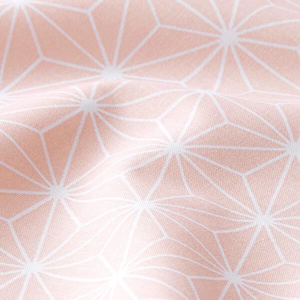 Katoenen stof Cretonne Japanse sterren Asanoha – roze,  image number 2