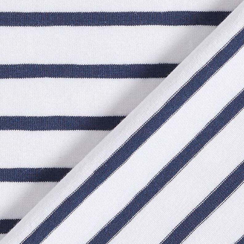 Katoenjersey smalle en brede strepen – wit/marineblauw,  image number 4