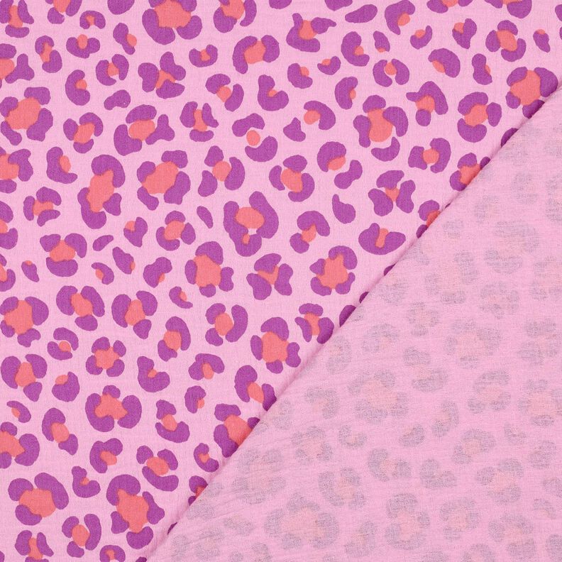 Mousseline/dubbel gehaakte stoffen kleurrijke luipaardprint | Poppy Fabrics – pastelviolet/roodlila, image number 4