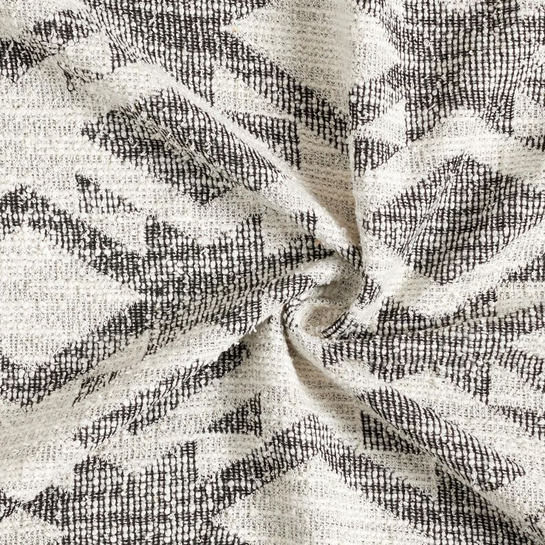 Gebreide bouclé chevron – zwart/wit, image number 4