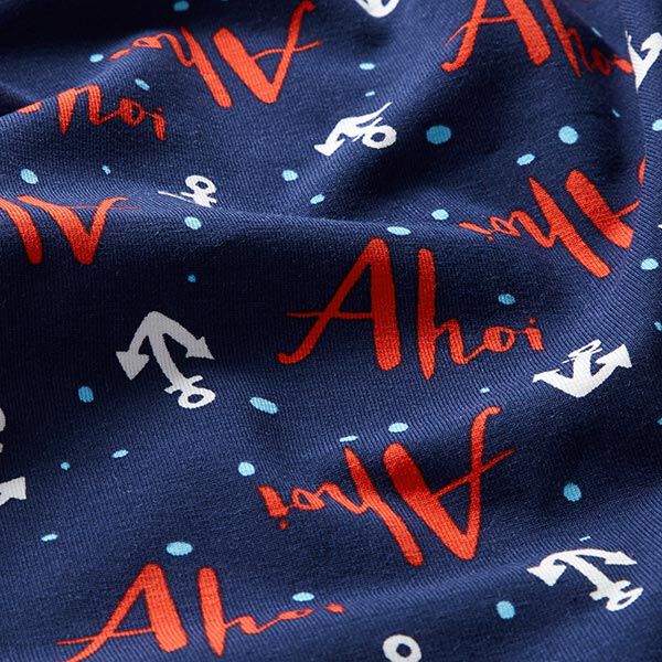 Katoenjersey Ahoi – marineblauw/vuurrood, image number 2