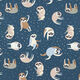 Katoenjersey Luiaards beoefenen yoga – blauwgrijs,  thumbnail number 1