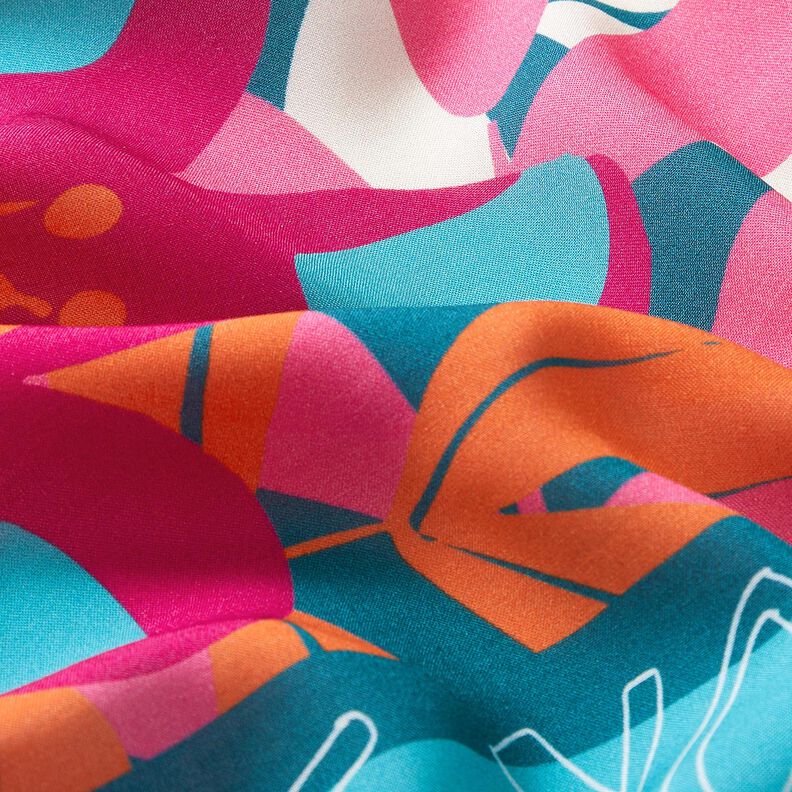 Viscose Voile groot bloemenrandontwerp Panel – petroleum, image number 6