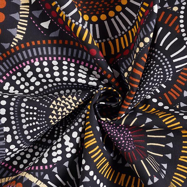 Katoenen stof Cretonne Mandala – zwart, image number 3