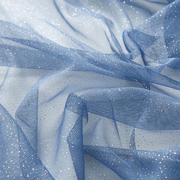 Glittertule royal – jeansblauw/zilver,  image number 2