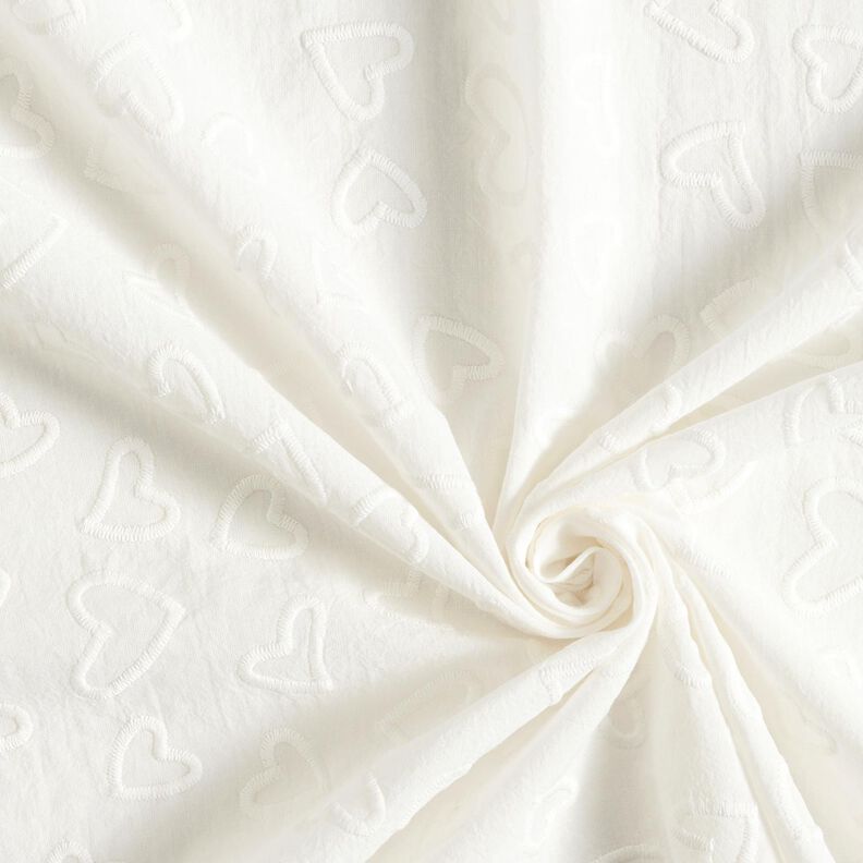 Batist Geborduurde hartjes | Poppy Fabrics – ivoor,  image number 3