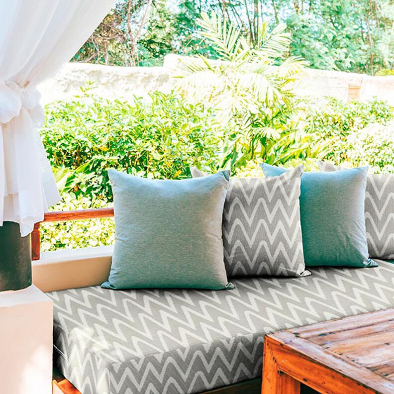 Outdoorstof jacquard Ikat patroon – lichtgrijs,  image number 6