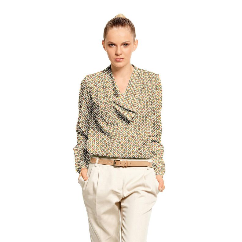 Viscosecrêpe retro diamanten – beige/kaki,  image number 5