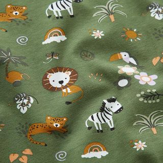 GOTS Katoenjersey schattige jungledieren – pijn, 