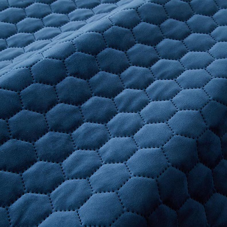 Bekledingsstof doorgestikte fluwelen honingraten – marineblauw,  image number 2