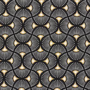 Decostof Jacquard Kleine vakken – zwart/goud, 