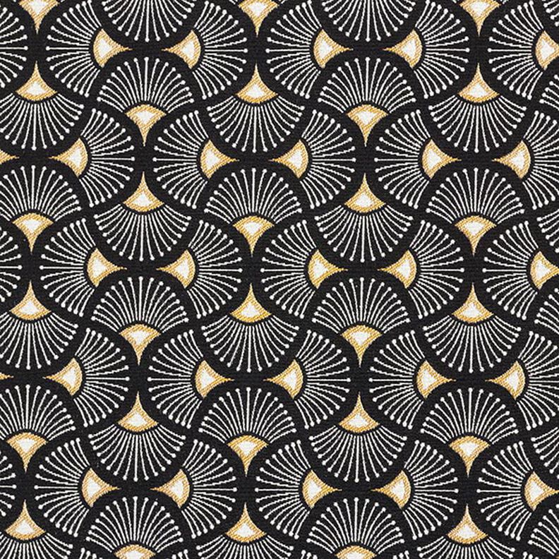Decostof Jacquard Kleine vakken – zwart/goud,  image number 1