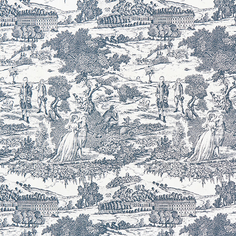 Decostof half panama Toile de Jour – marineblauw/ecru,  image number 1
