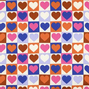 Katoenpopeline Diamanten harten | Poppy Fabrics – ivoor/koningsblauw, 