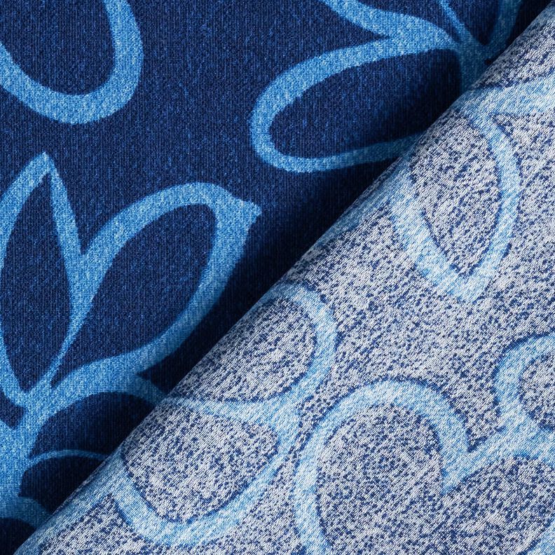 Viscose crêpe abstracte bloemen – marineblauw/koningsblauw,  image number 4