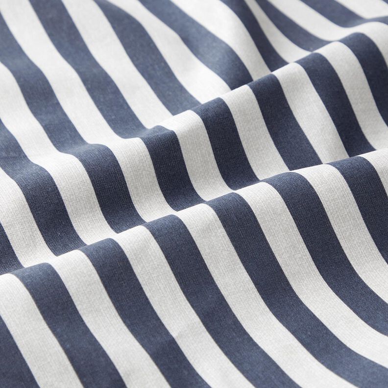 Katoenen stof Cretonne maritieme streep – zwart blauw/licht taupe, image number 2