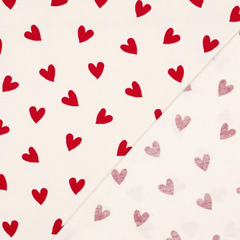 Katoenflanel Harten | Poppy Fabrics – ivoor/karmijnrood, image number 4