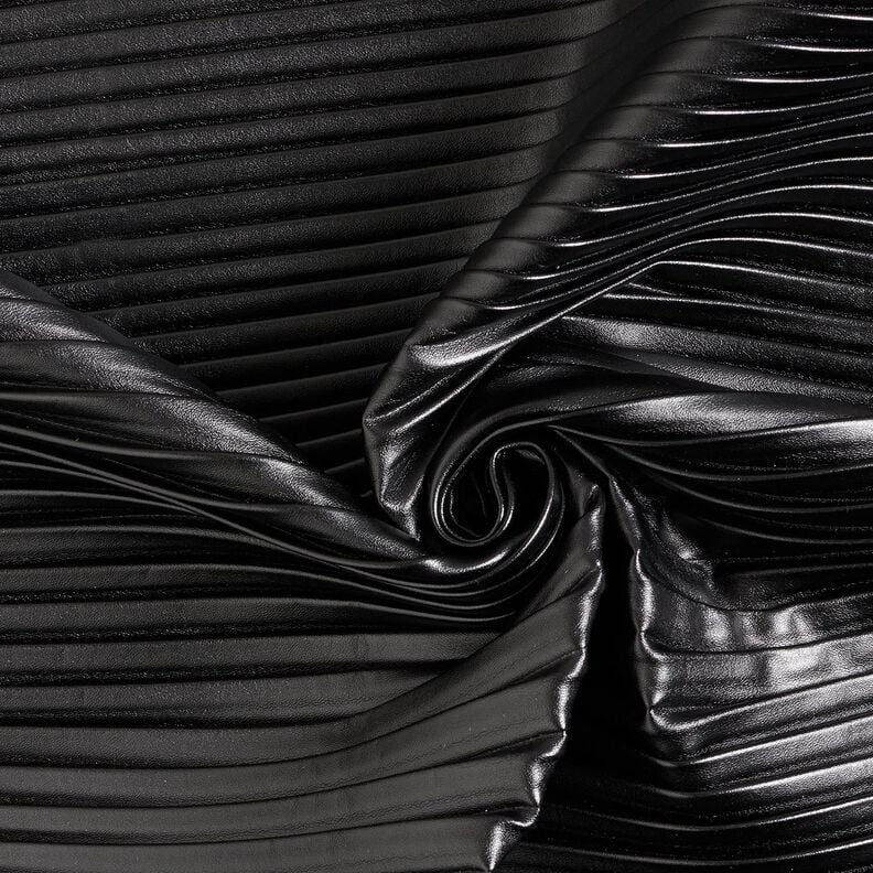 Imitatieleer Plissé – zwart,  image number 3
