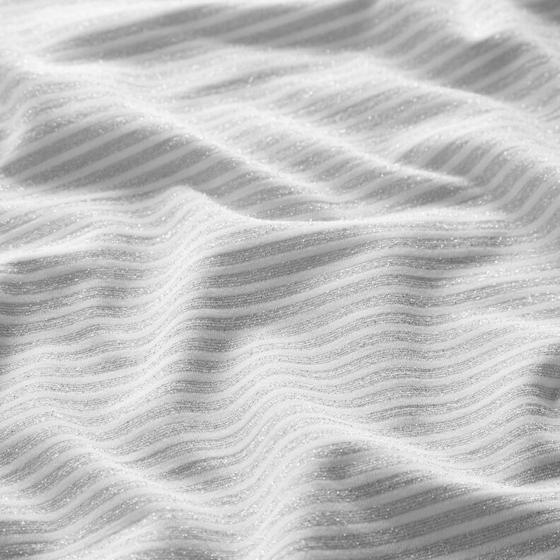 Jersey smalle glitterstrepen – wit/zilver metallic, image number 2