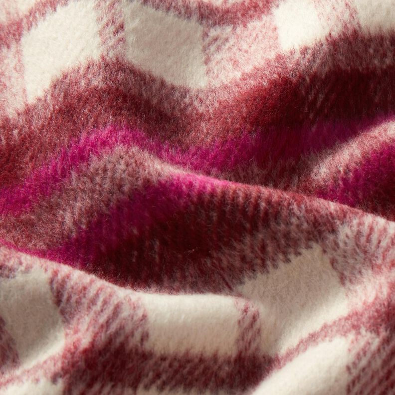 Mantelstof Wolmix Opgeruwd – bordeauxrood/purper, image number 3
