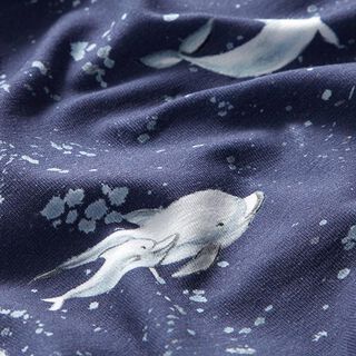 Katoenjersey Dolfijnen Digitaal printen – marineblauw, 