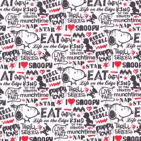 Katoenpopeline licentiestof Snoopy graffiti | Peanuts ™ – wit, 