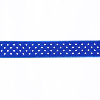Satijnband stippen - koningsblauw/wit, 