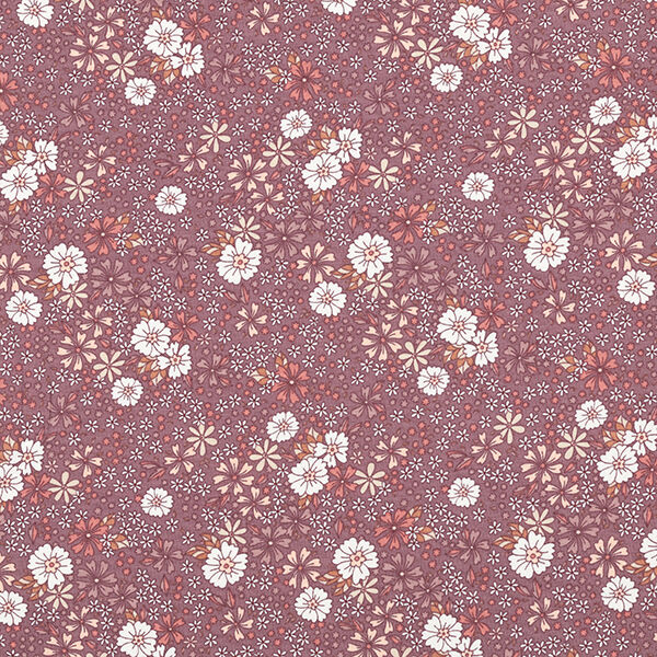 Katoenjersey Bloemenweide – donker oudroze, image number 1