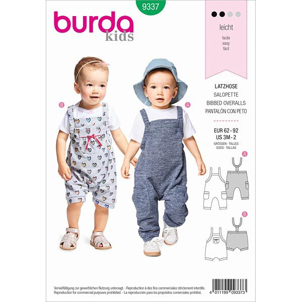 Baby-tuinbroek, Burda 9337 | 62 - 92,  image number 1