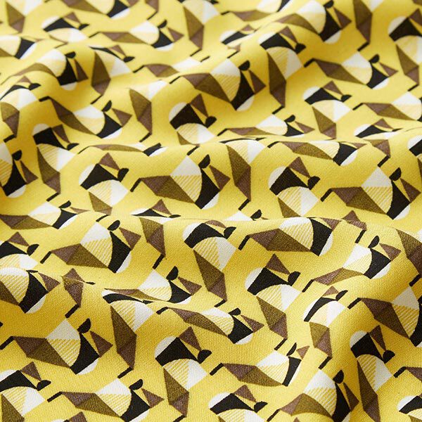 Viscose stof Retro mozaïek – geel,  image number 2